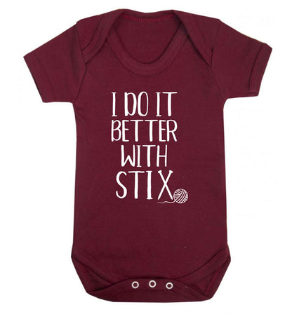 I do it better with stix (knitting) Baby Vest maroon 18-24 months