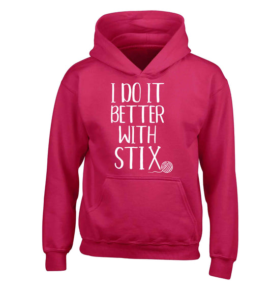 I do it better with stix (knitting) children's pink hoodie 12-13 Years