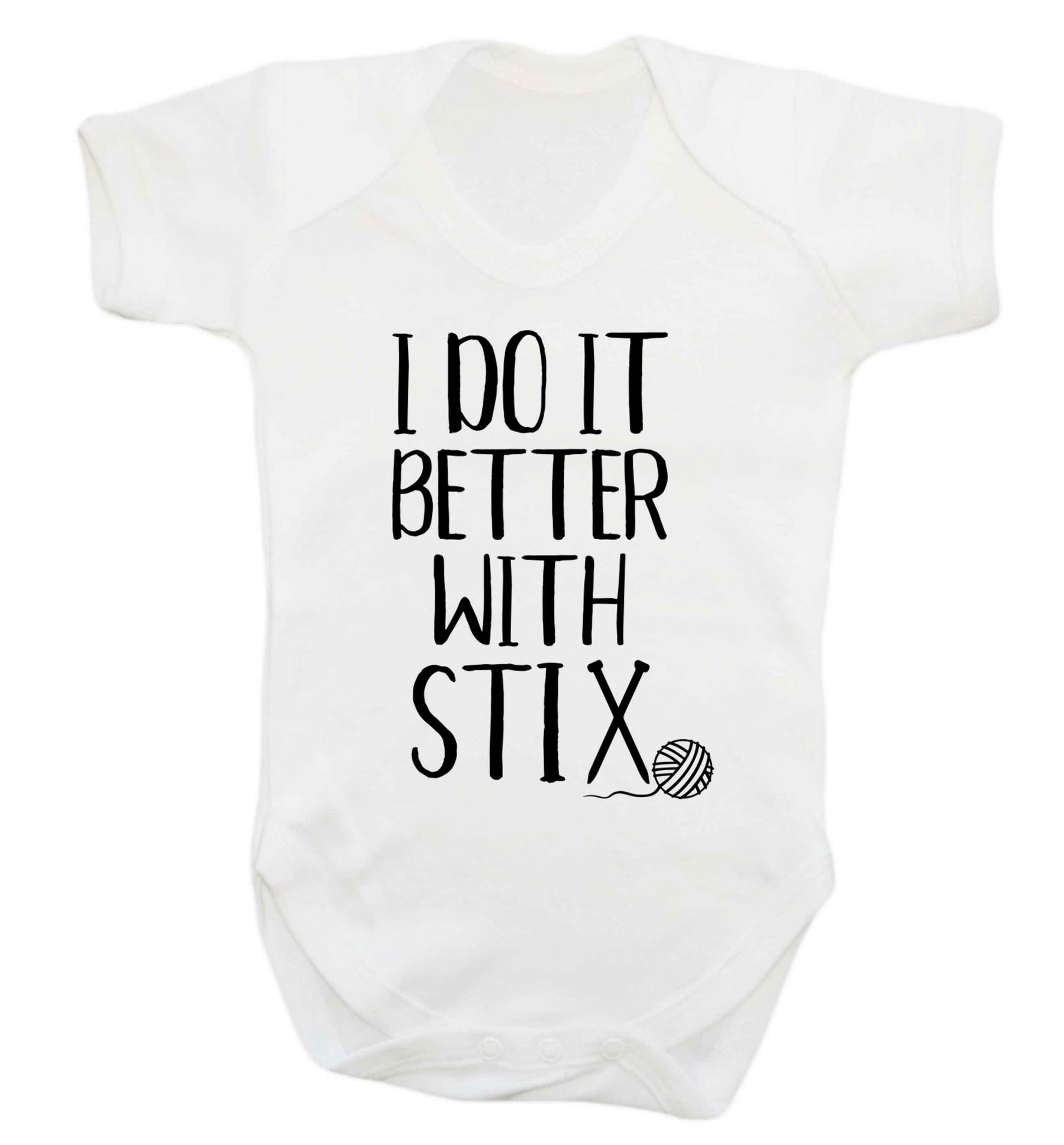 I do it better with stix (knitting) Baby Vest white 18-24 months
