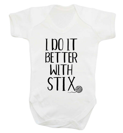 I do it better with stix (knitting) Baby Vest white 18-24 months
