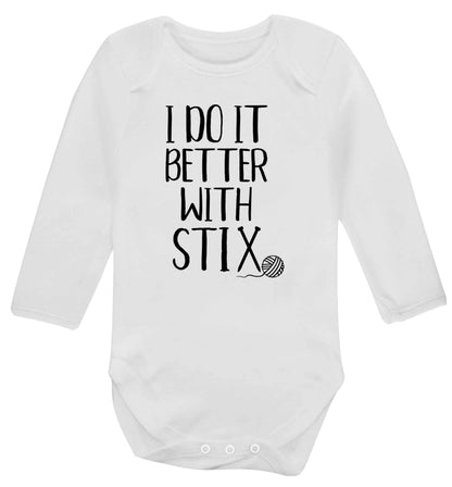 I do it better with stix (knitting) Baby Vest long sleeved white 6-12 months