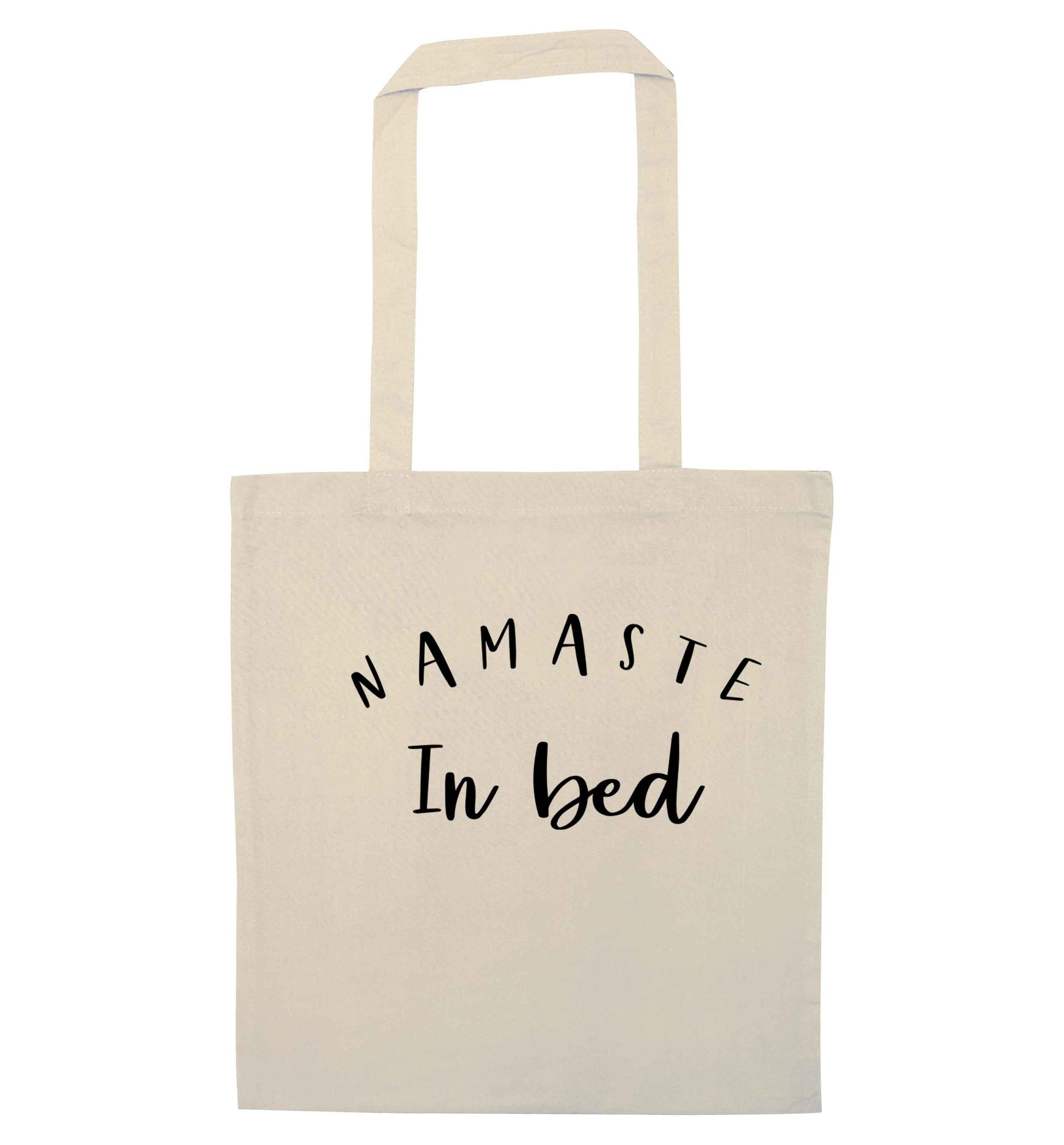 Namaste in bed natural tote bag