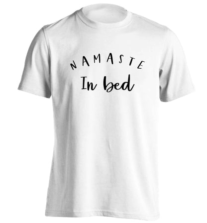 Namaste in bed adults unisex white Tshirt 2XL