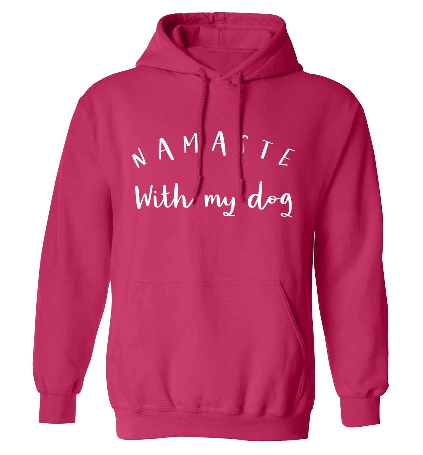 Namaste with my dog adults unisex pink hoodie 2XL