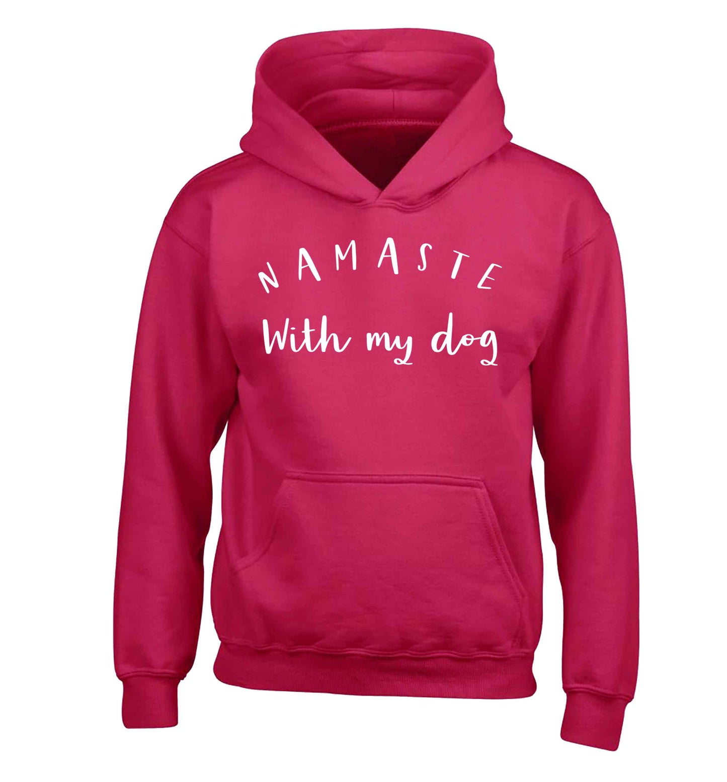 Namaste with my dog children's pink hoodie 12-13 Years