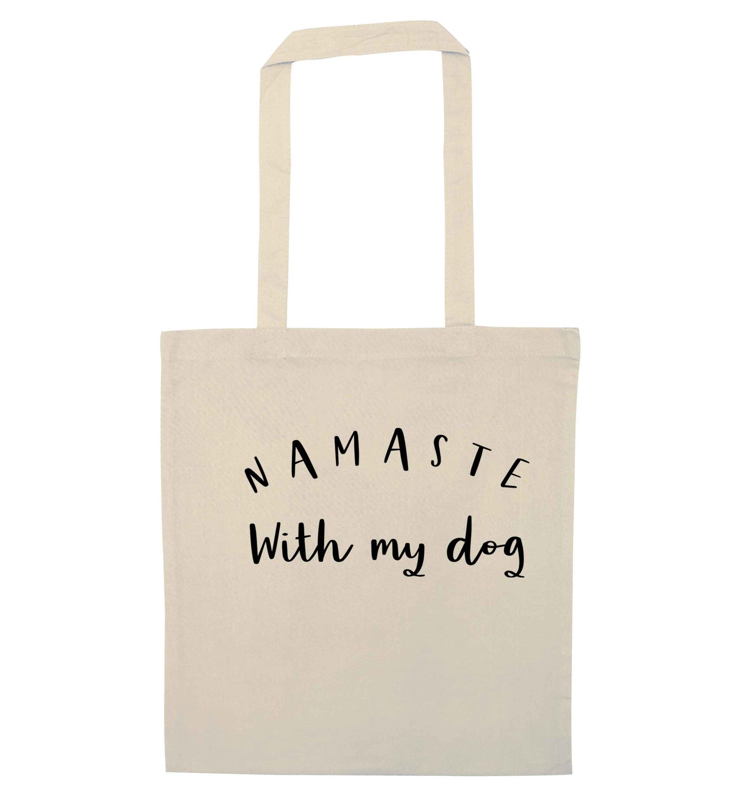 Namaste with my dog natural tote bag