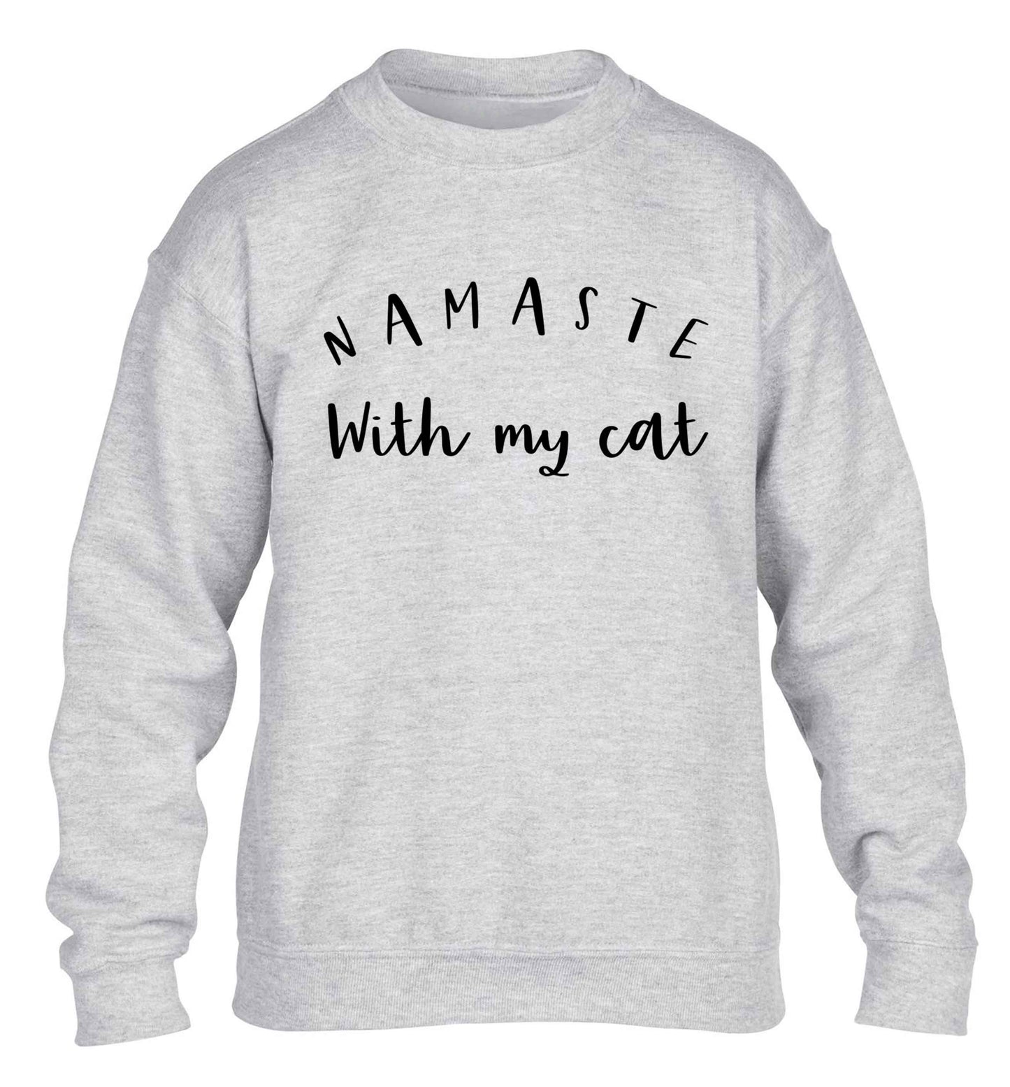 Namaste with my cat children's grey sweater 12-13 Years
