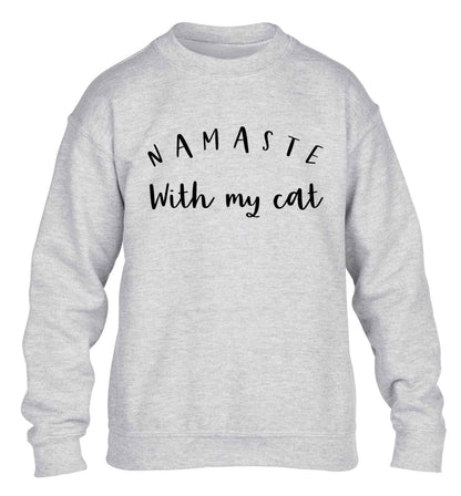 Namaste with my cat children's grey sweater 12-13 Years