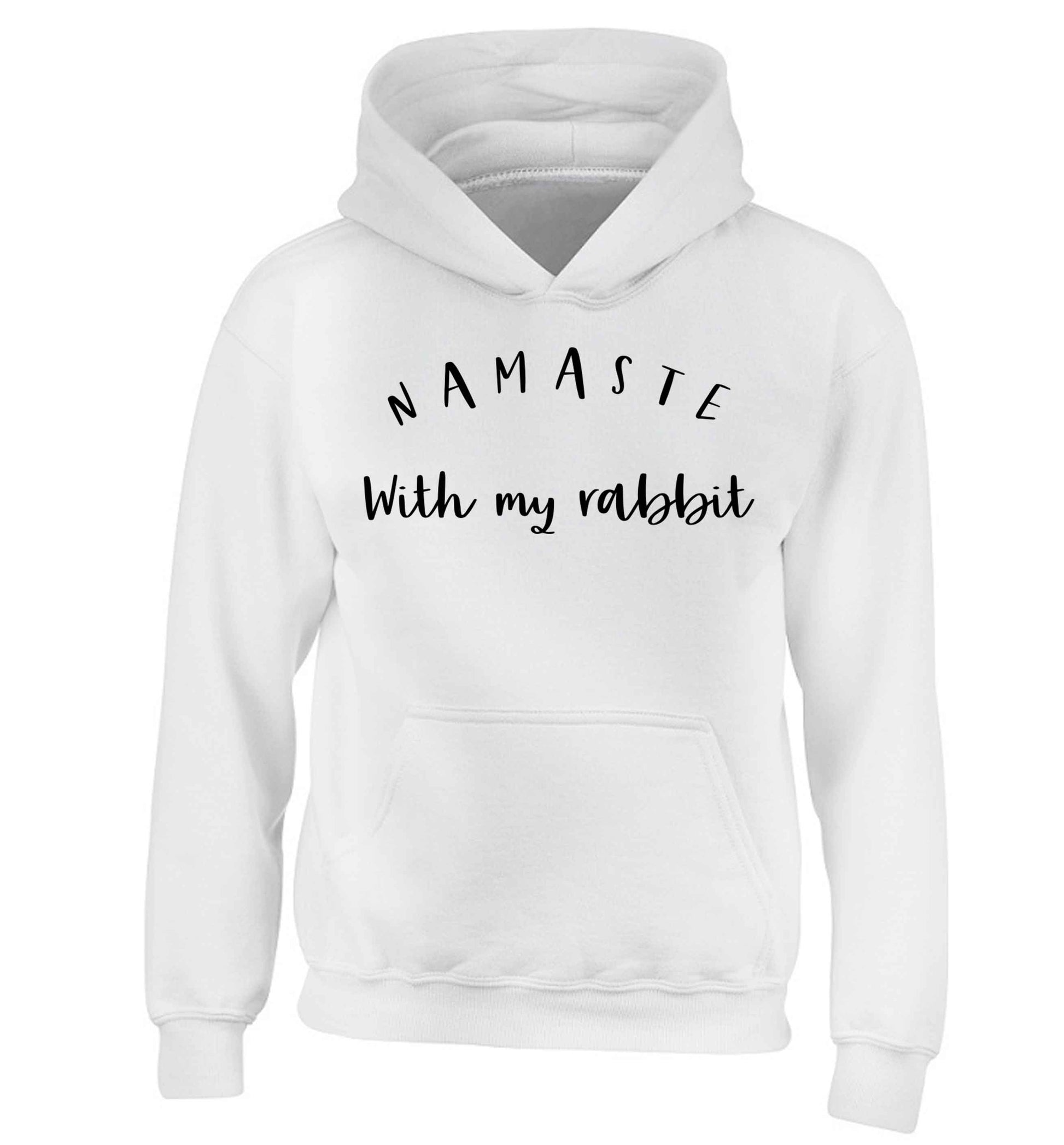 Namaste with my rabbit children's white hoodie 12-13 Years