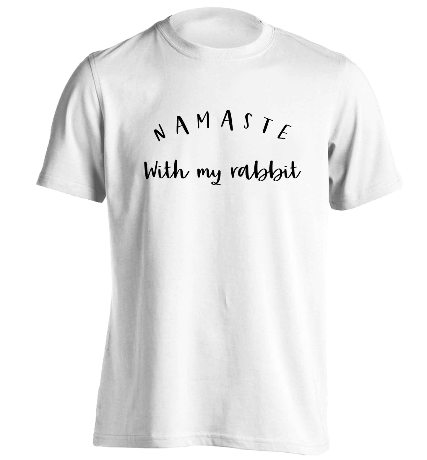 Namaste with my rabbit adults unisex white Tshirt 2XL