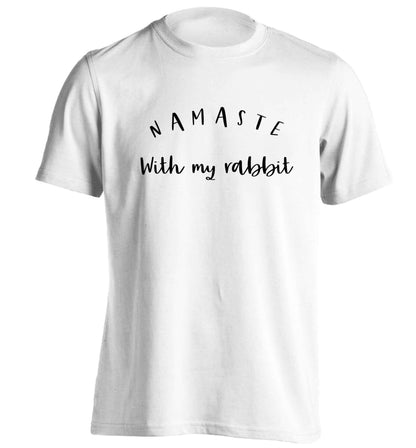 Namaste with my rabbit adults unisex white Tshirt 2XL