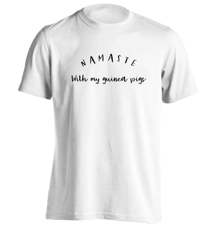 Namaste with my guinea pigs adults unisex white Tshirt 2XL