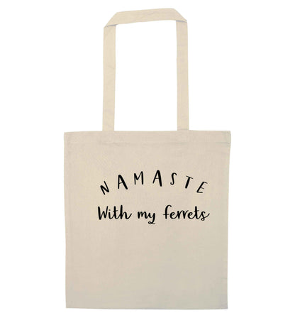 Namaste with my ferrets natural tote bag