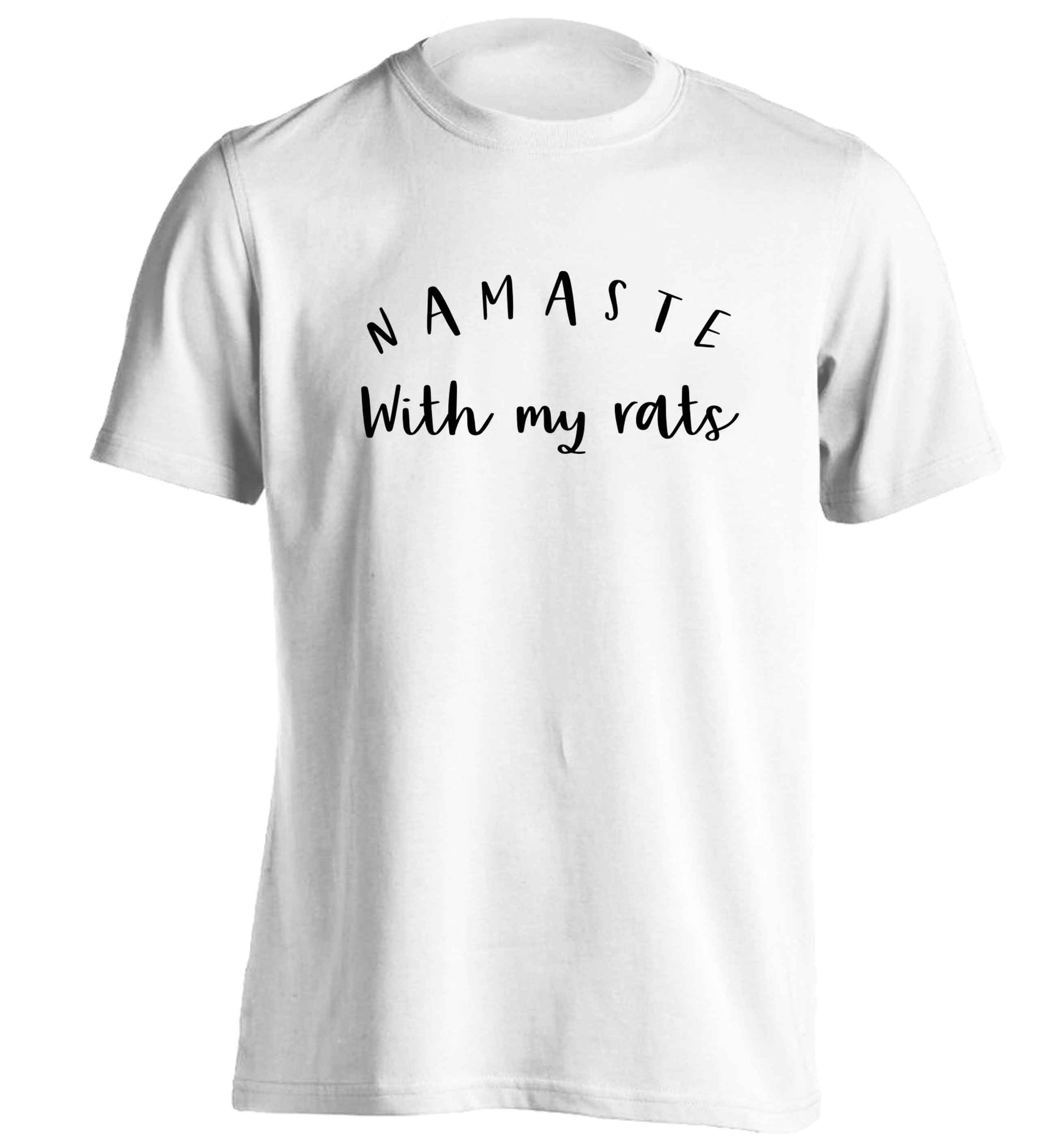 Namaste with my rats adults unisex white Tshirt 2XL