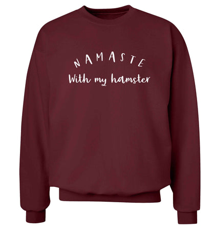 Namaste with my hamster Adult's unisex maroon Sweater 2XL