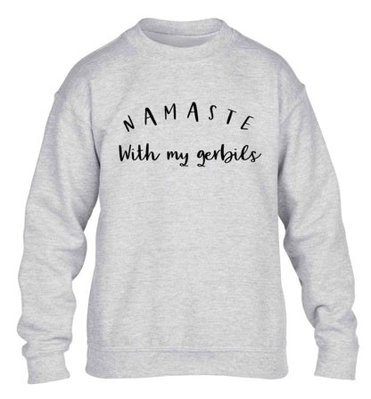 Namaste with my gerbils children's grey sweater 12-13 Years