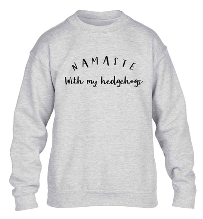 Namaste with my hedgehog children's grey sweater 12-13 Years