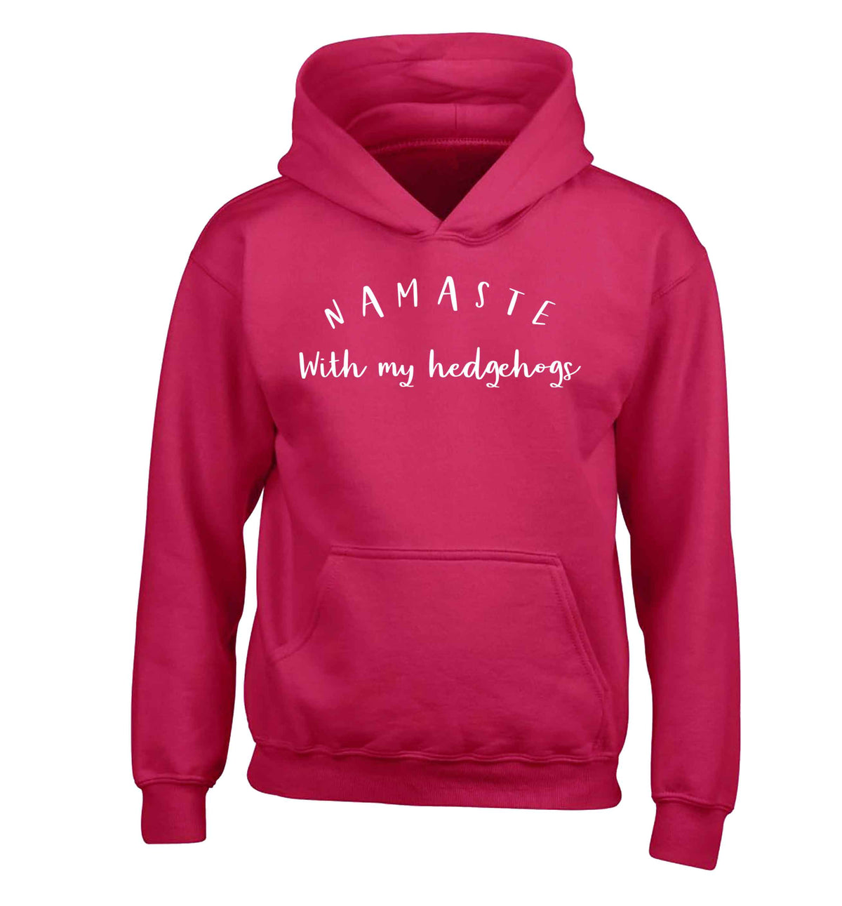 Namaste with my hedgehog children's pink hoodie 12-13 Years