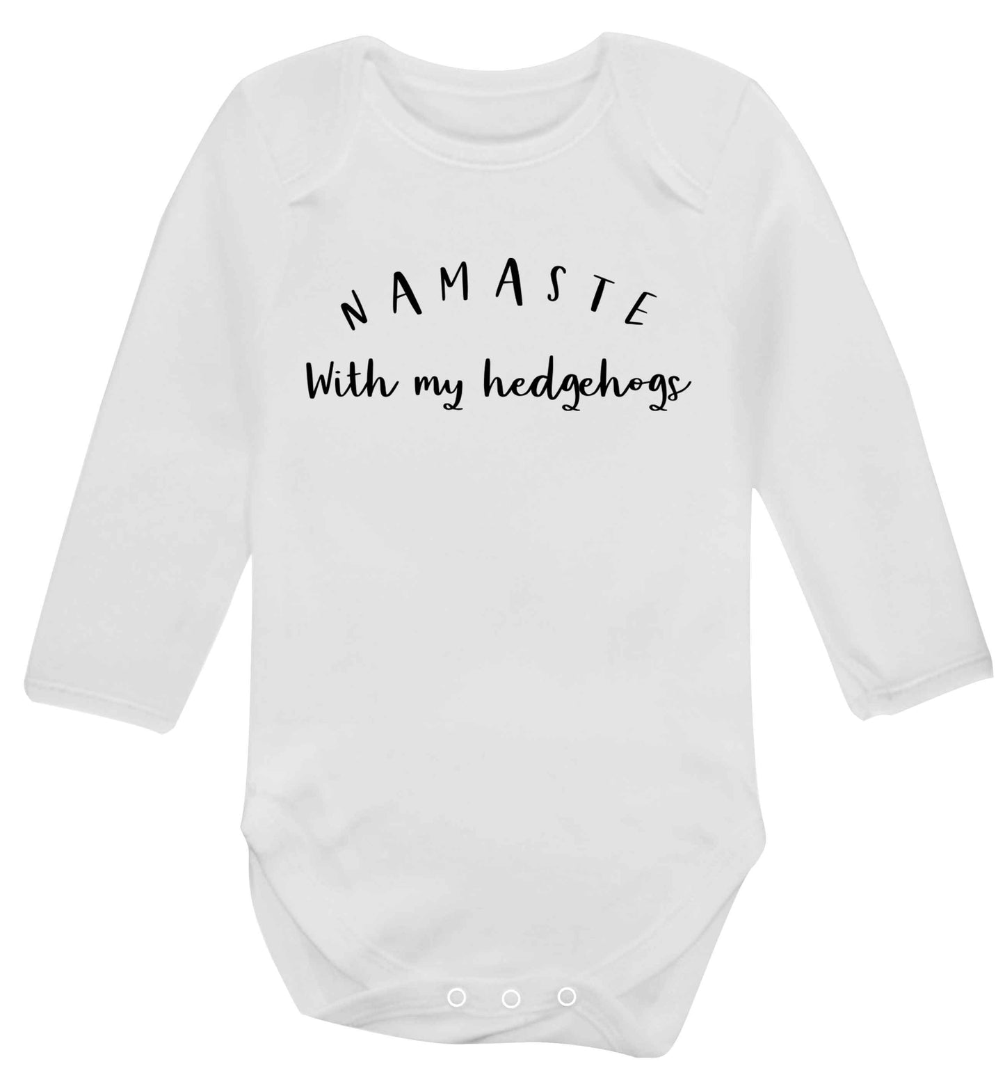 Namaste with my hedgehog Baby Vest long sleeved white 6-12 months