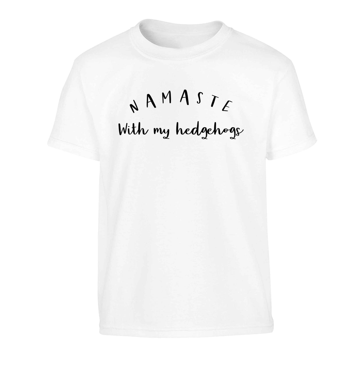 Namaste with my hedgehog Children's white Tshirt 12-13 Years
