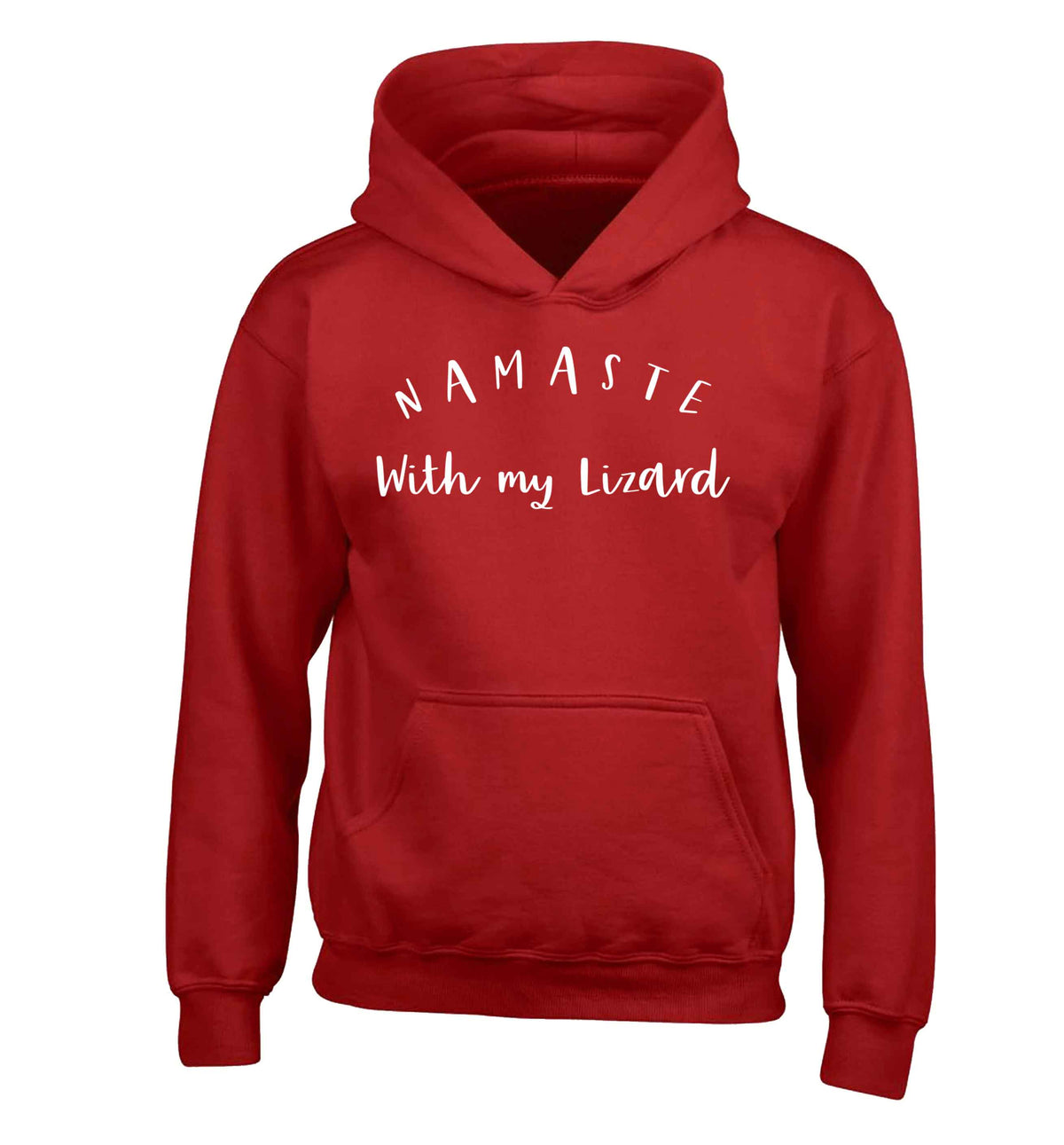 Namaste with my lizard children's red hoodie 12-13 Years