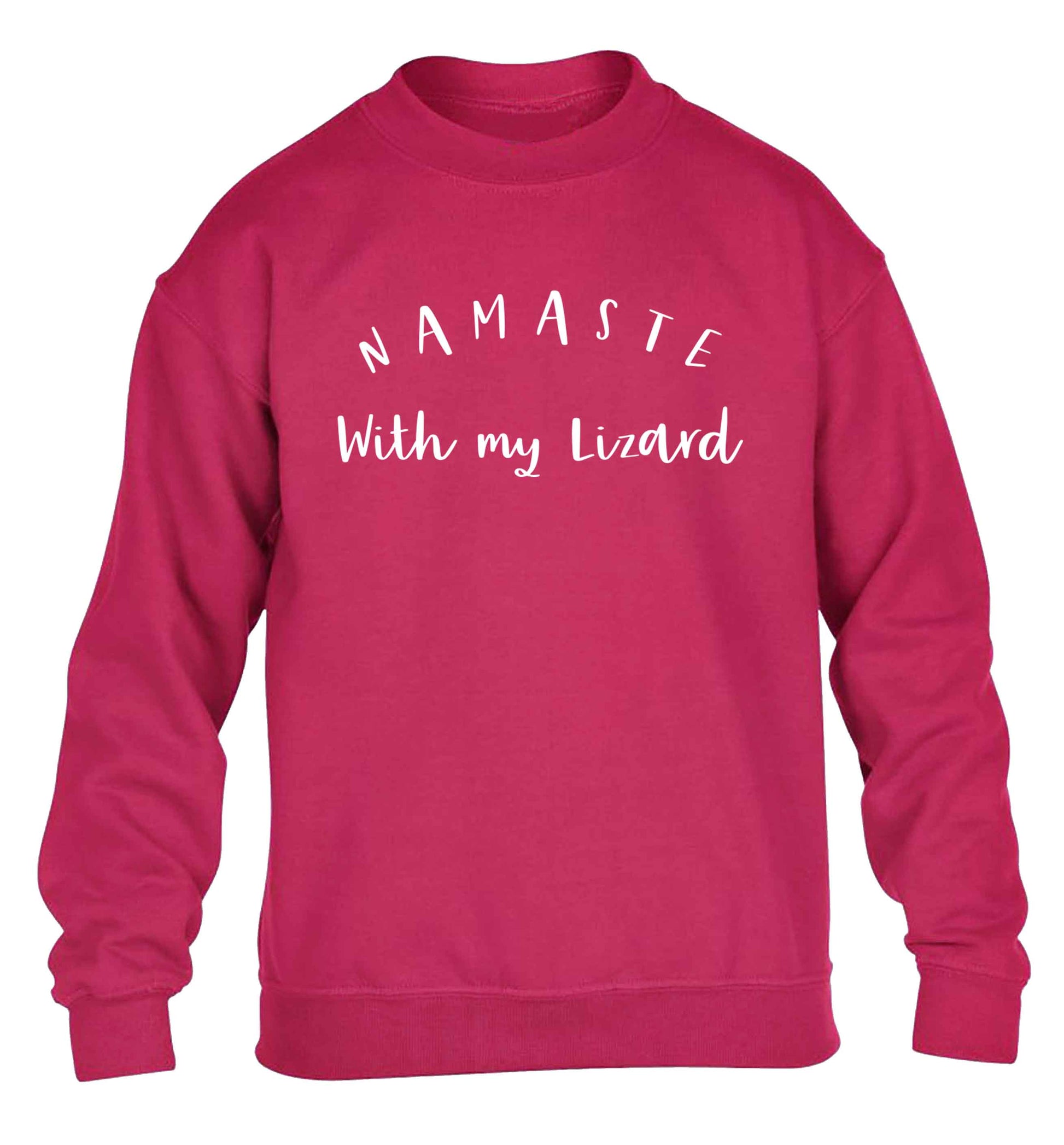 Namaste with my lizard children's pink sweater 12-13 Years