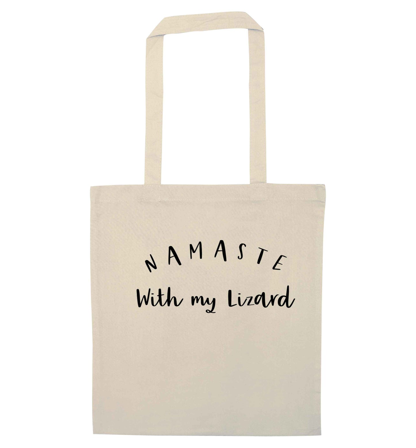 Namaste with my lizard natural tote bag