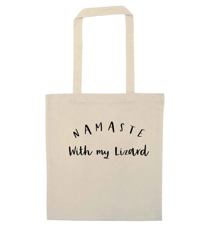 Namaste with my lizard natural tote bag