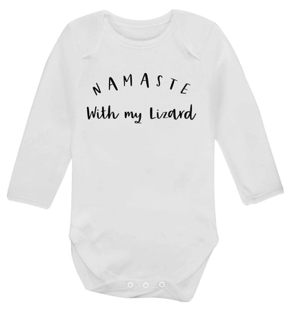 Namaste with my lizard Baby Vest long sleeved white 6-12 months