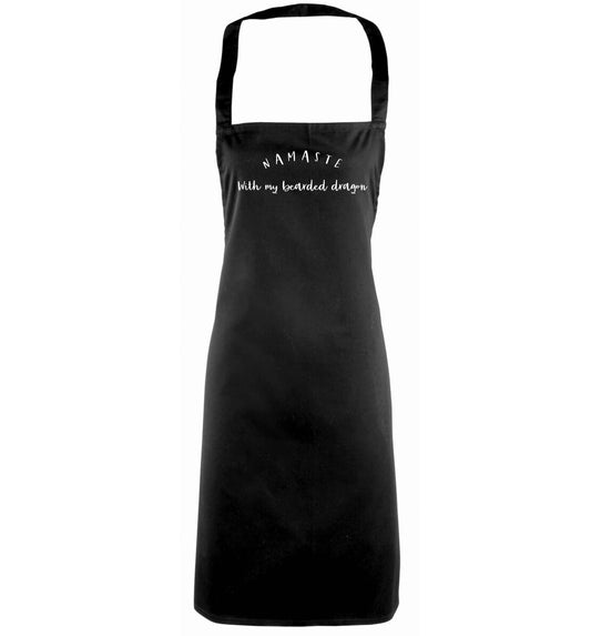 Namaste with my bearded dragon black apron