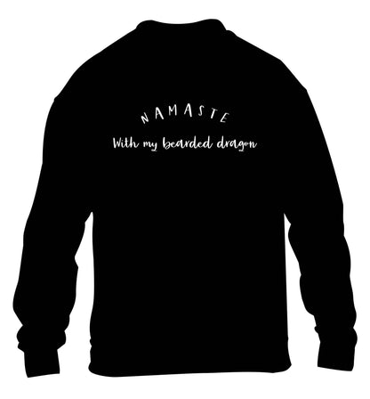 Namaste with my bearded dragon children's black sweater 12-13 Years