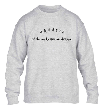 Namaste with my bearded dragon children's grey sweater 12-13 Years