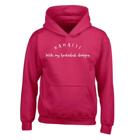 Namaste with my bearded dragon children's pink hoodie 12-13 Years