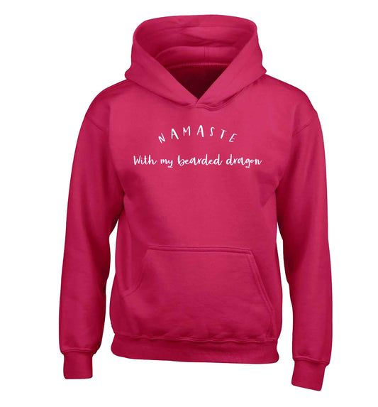 Namaste with my bearded dragon children's pink hoodie 12-13 Years