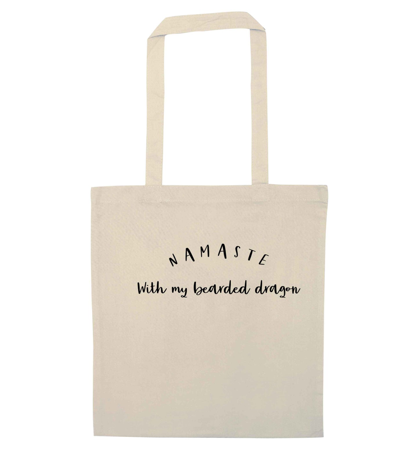 Namaste with my bearded dragon natural tote bag
