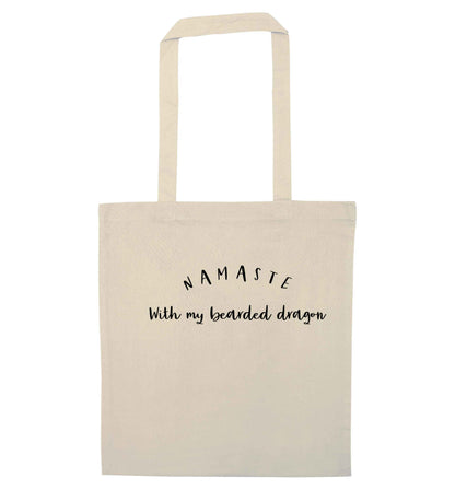 Namaste with my bearded dragon natural tote bag