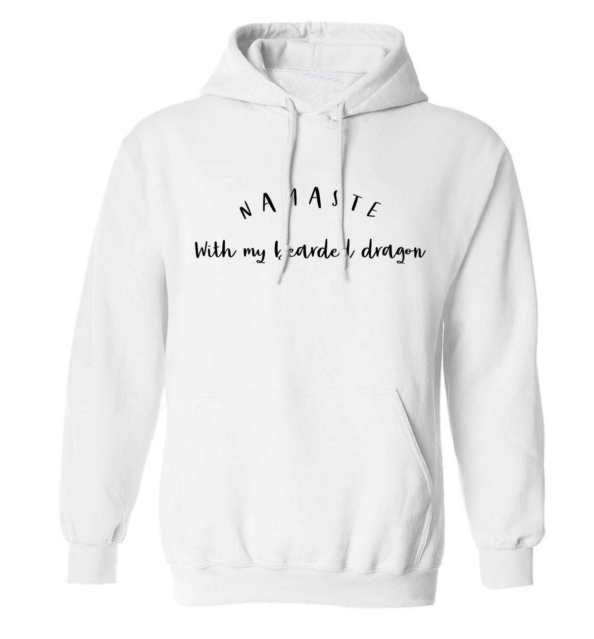 Namaste with my bearded dragon adults unisex white hoodie 2XL