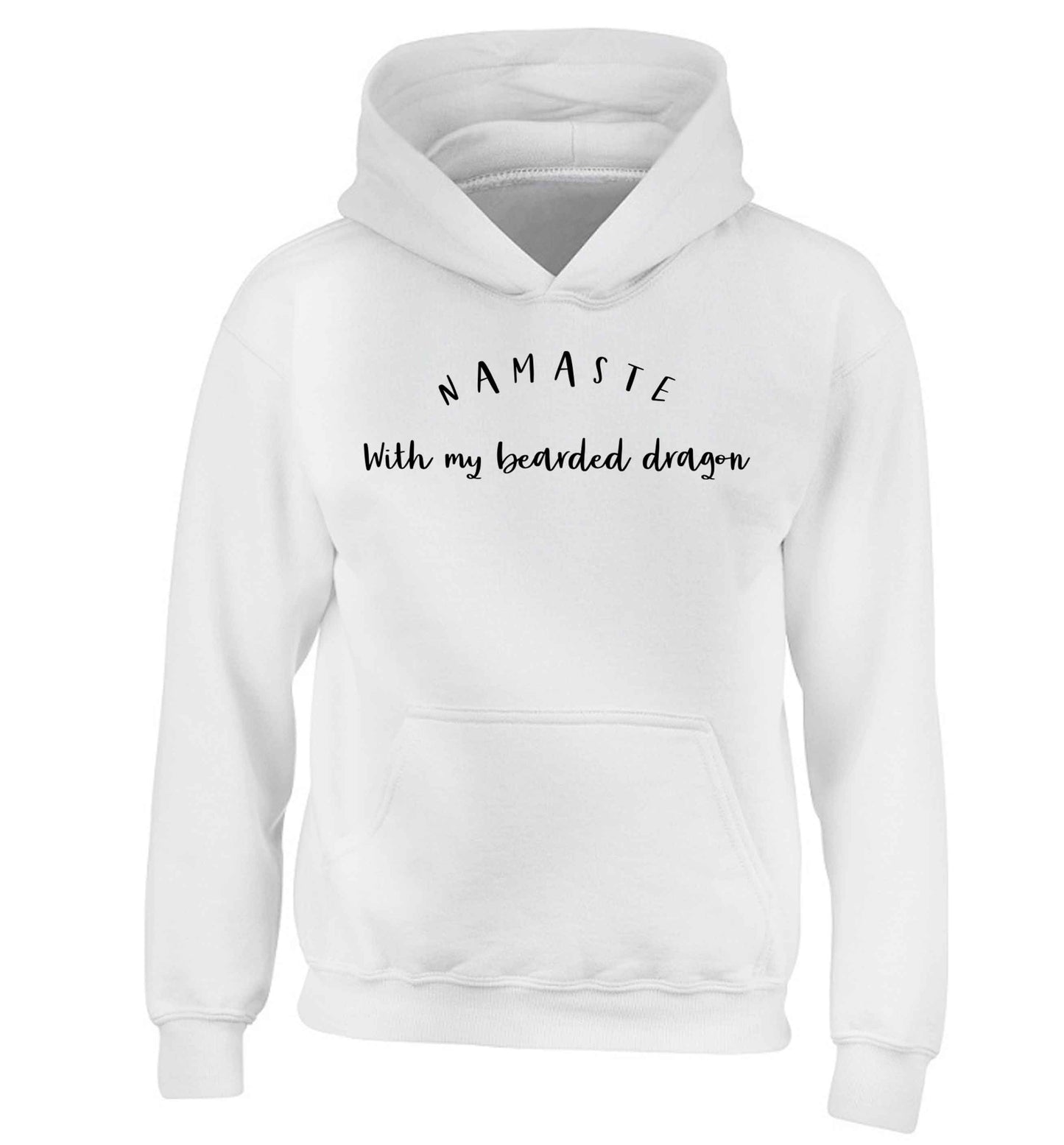 Namaste with my bearded dragon children's white hoodie 12-13 Years