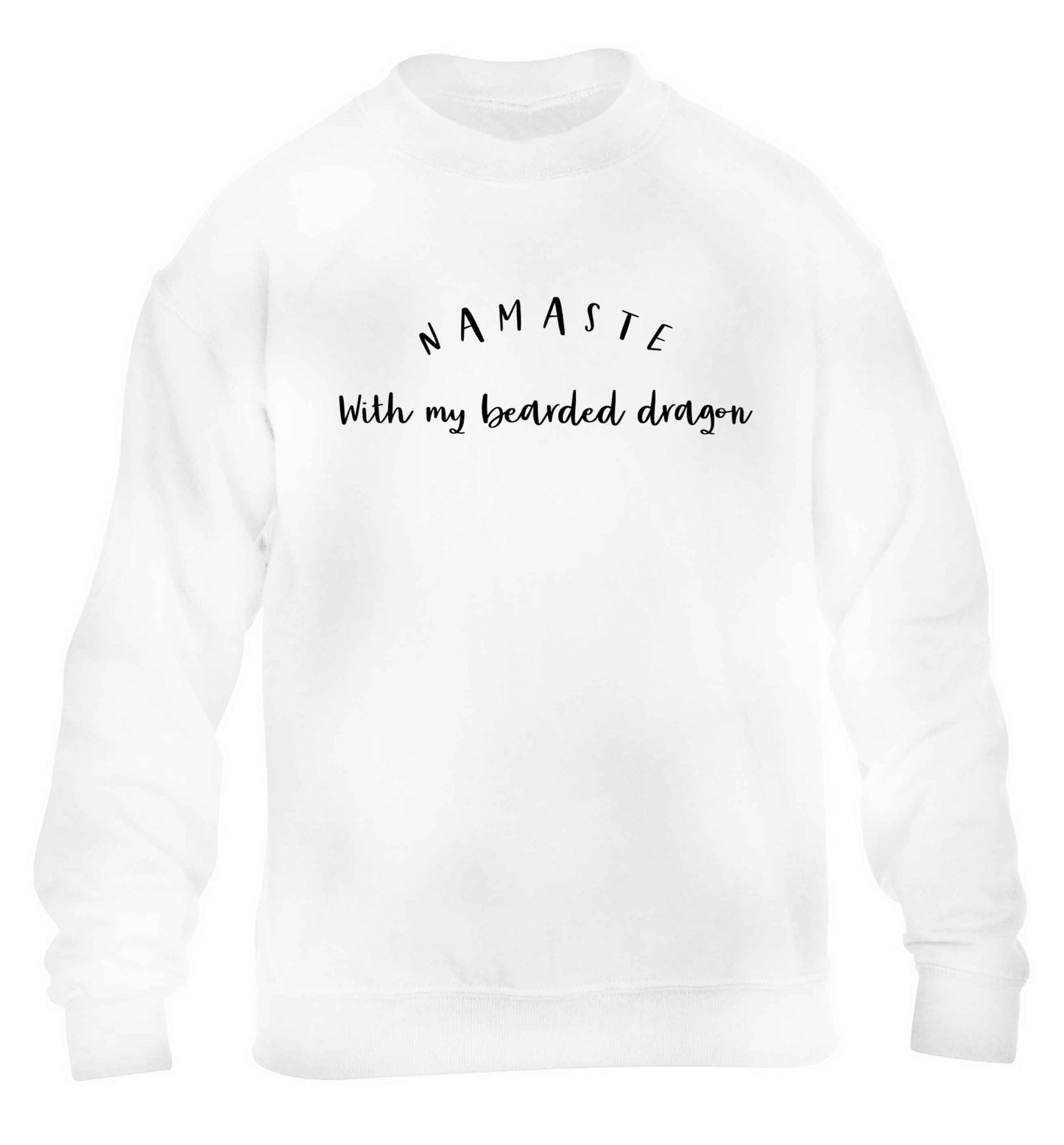 Namaste with my bearded dragon children's white sweater 12-13 Years