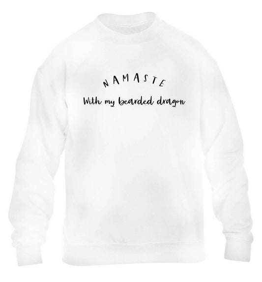 Namaste with my bearded dragon children's white sweater 12-13 Years
