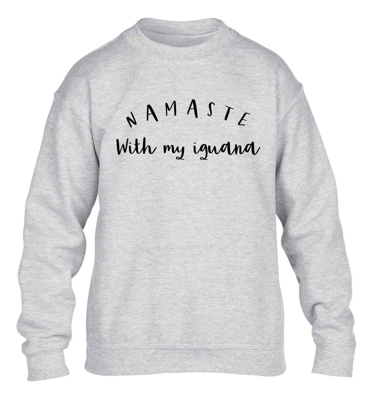 Namaste with my iguana children's grey sweater 12-13 Years