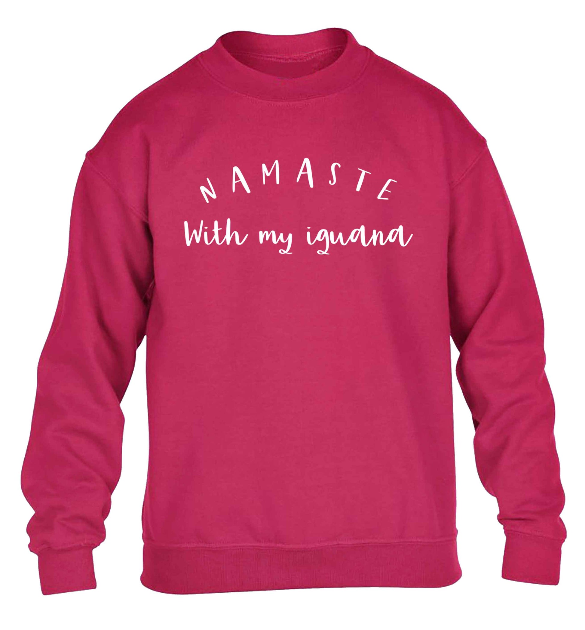 Namaste with my iguana children's pink sweater 12-13 Years