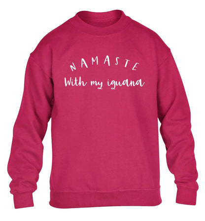 Namaste with my iguana children's pink sweater 12-13 Years