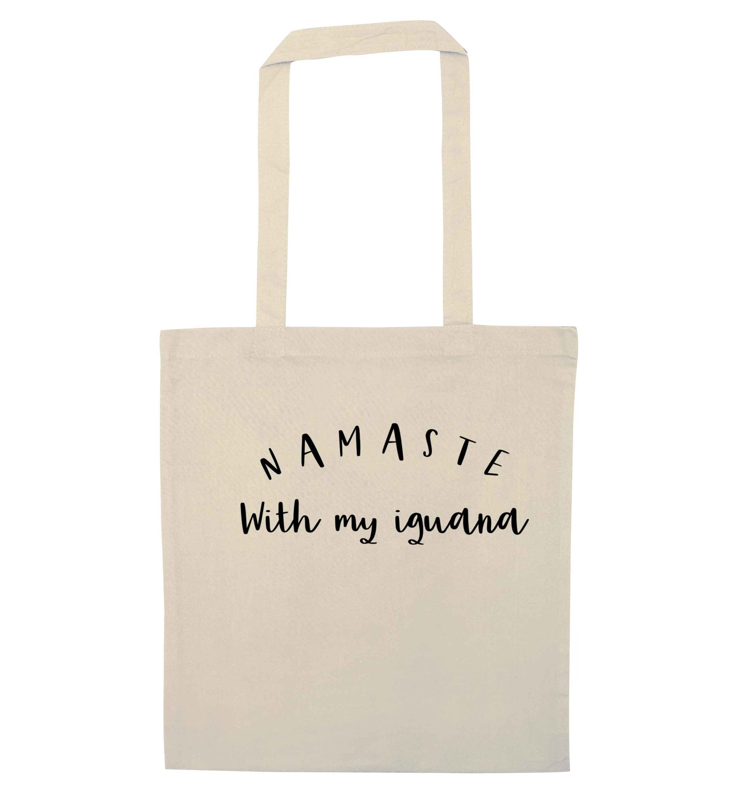 Namaste with my iguana natural tote bag