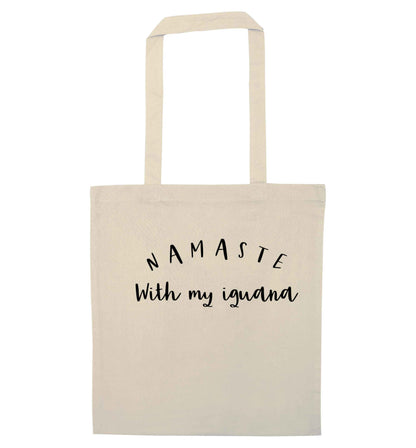 Namaste with my iguana natural tote bag