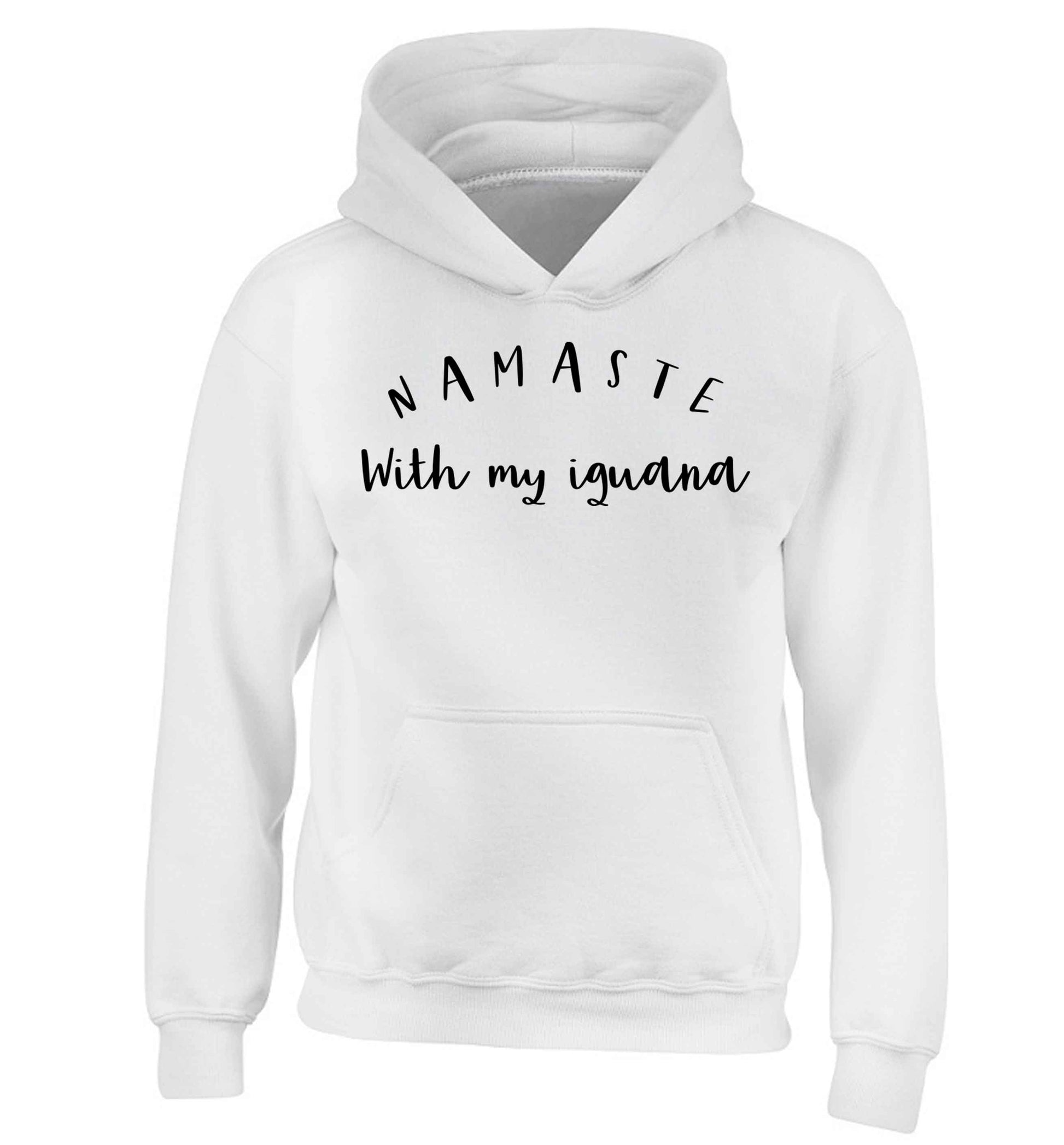 Namaste with my iguana children's white hoodie 12-13 Years