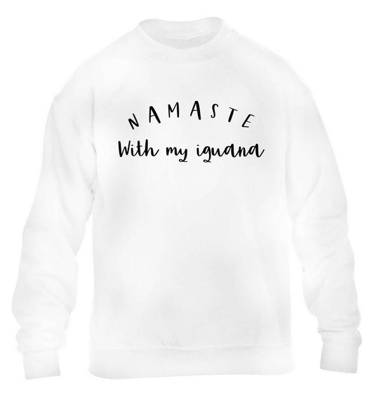 Namaste with my iguana children's white sweater 12-13 Years