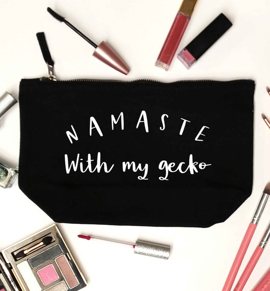 Namaste with my gecko black makeup bag