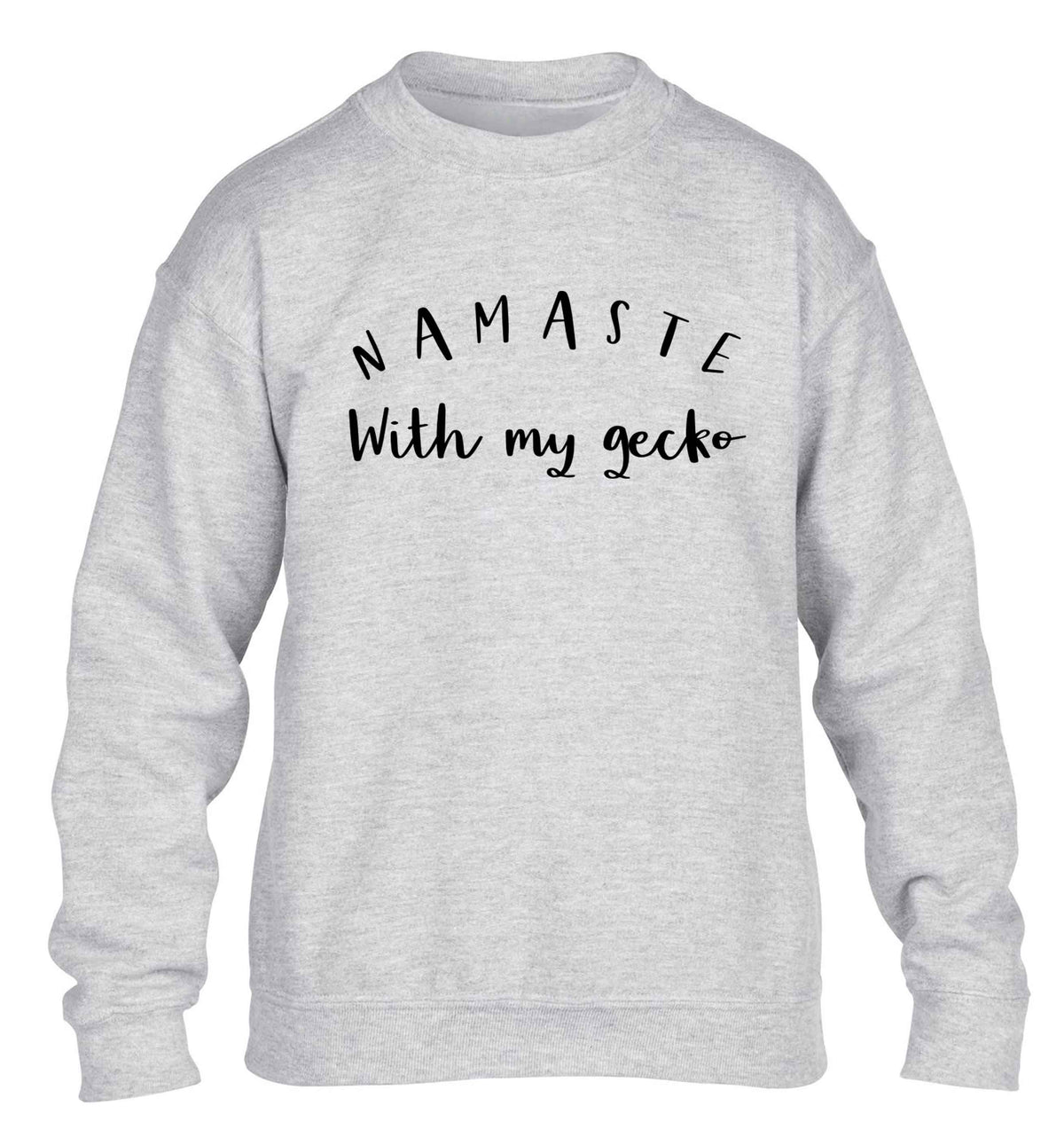 Namaste with my gecko children's grey sweater 12-13 Years