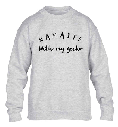 Namaste with my gecko children's grey sweater 12-13 Years